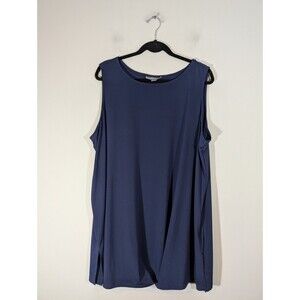 Jessica London Womens Sleeveless Flowy Top Navy Plus 26/28 Mature Lagenlook